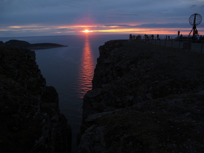 Západ slnka na Nordkappe